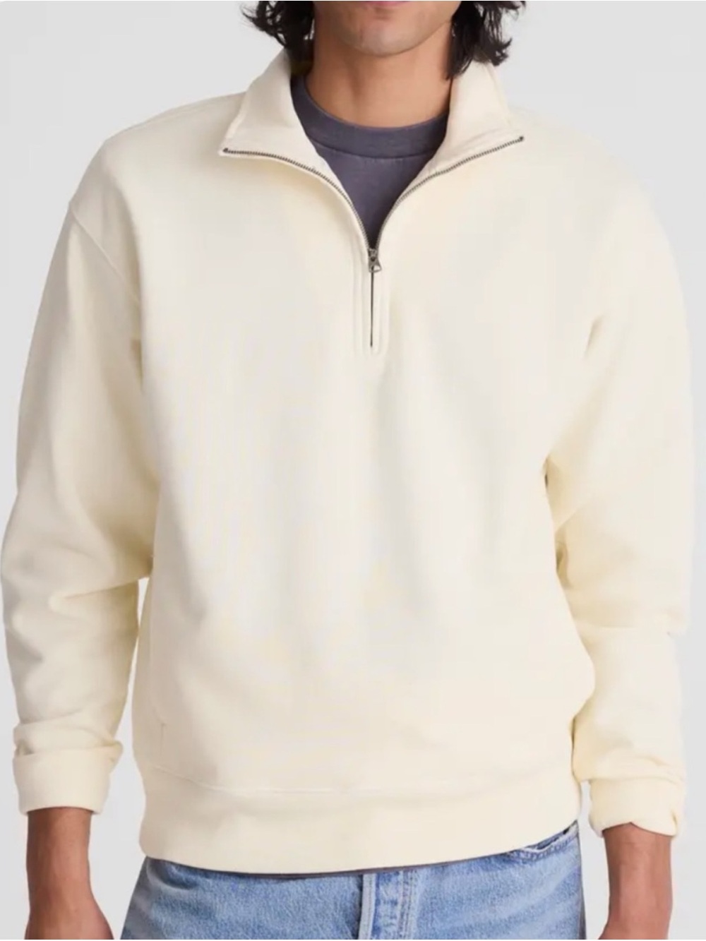 Madewell Quarter Zip Loopback Terry Sweatshirt Ivory Men’s XXL 2XL NWT Weekend